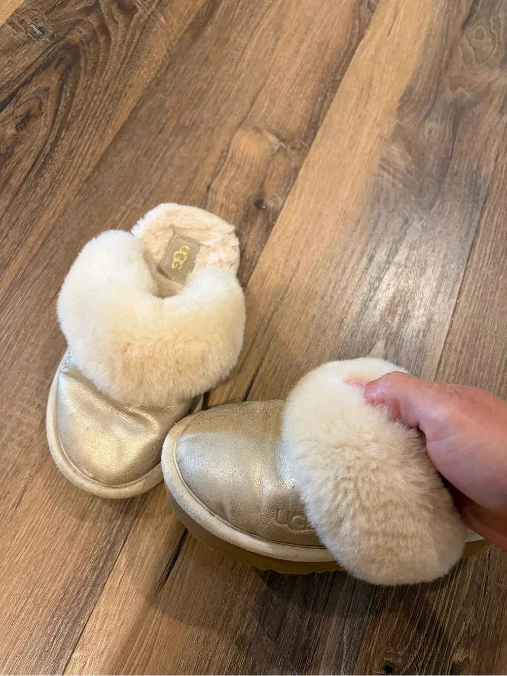 UGG Metallic Sheepskin Mule Slipper in Champagne Gold